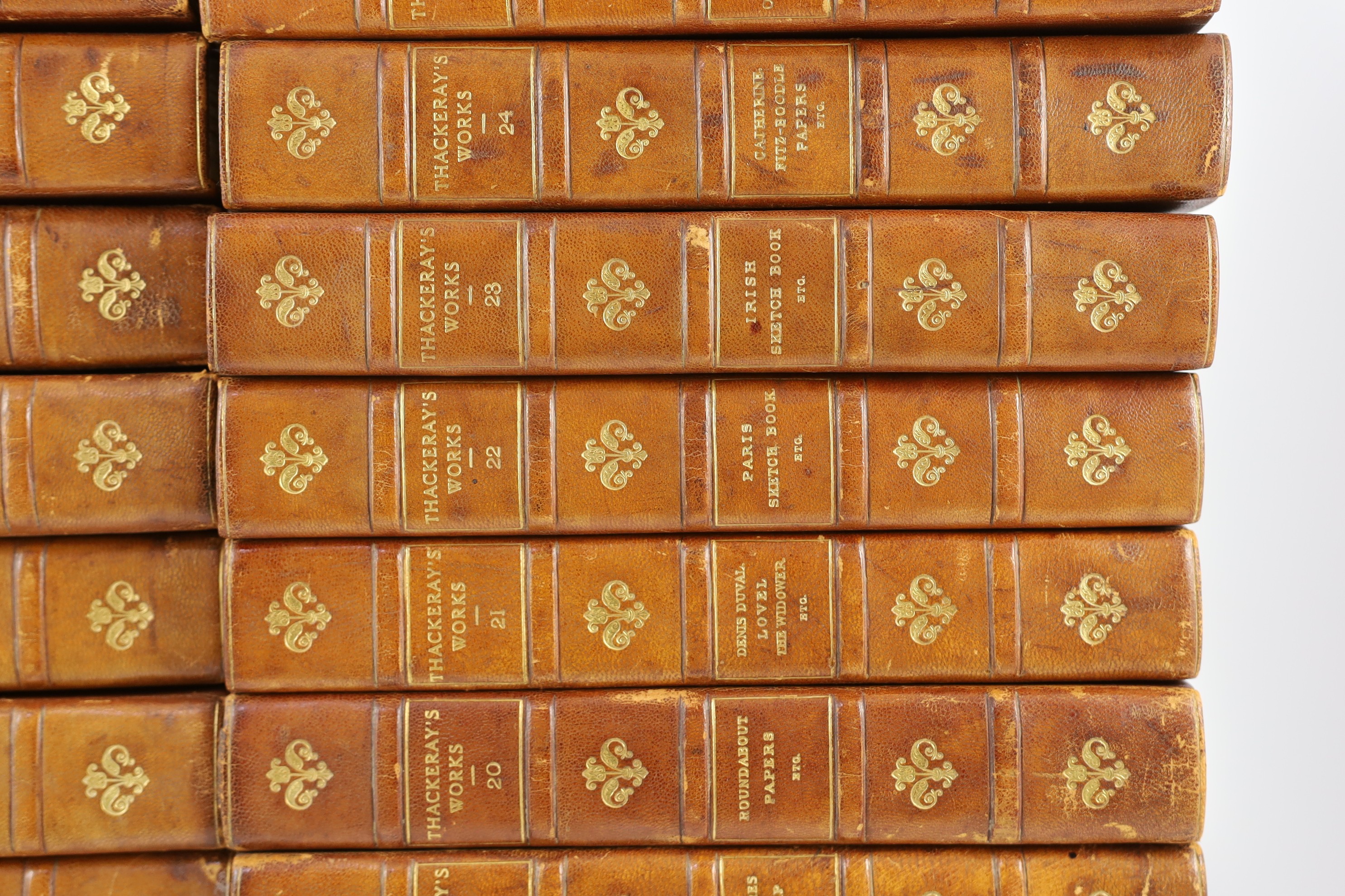 Thackeray, William Makepeace - The Centenary Biographical Edition, 26 vols. with biographical introductions by his daughter, Lady Ritchie. num. engraved plates and text illus.; earlier 20th century gilt ruled half morocc